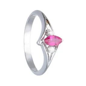 Anello in oro bianco con diamanti e rubino ct. 0,30