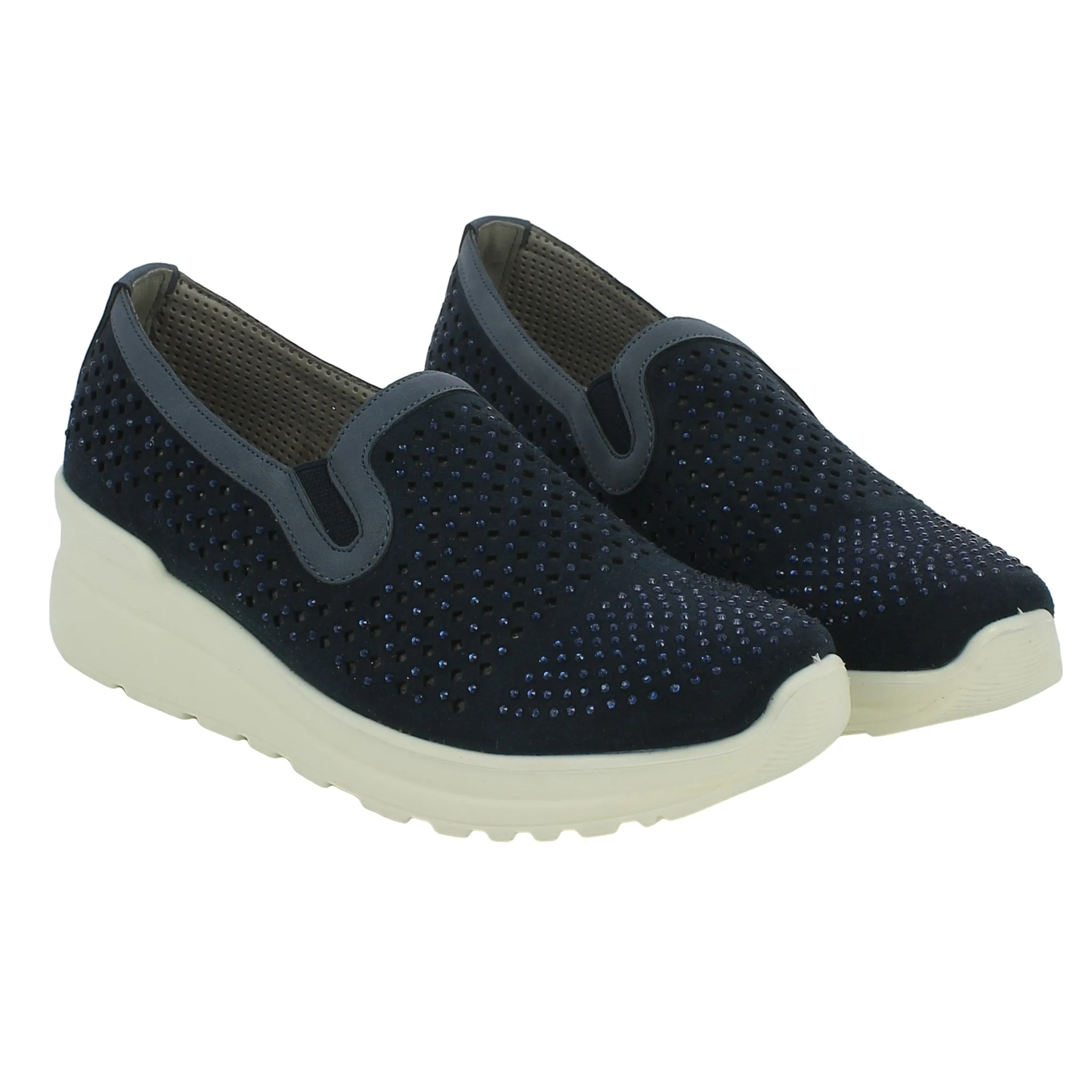 BRAND  Slip On  blu traforato con strass 