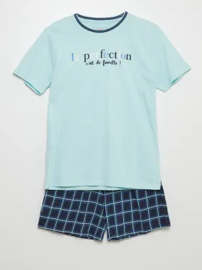 Completo pigiama shorts + t-shirt - 2 pezzi - BLU