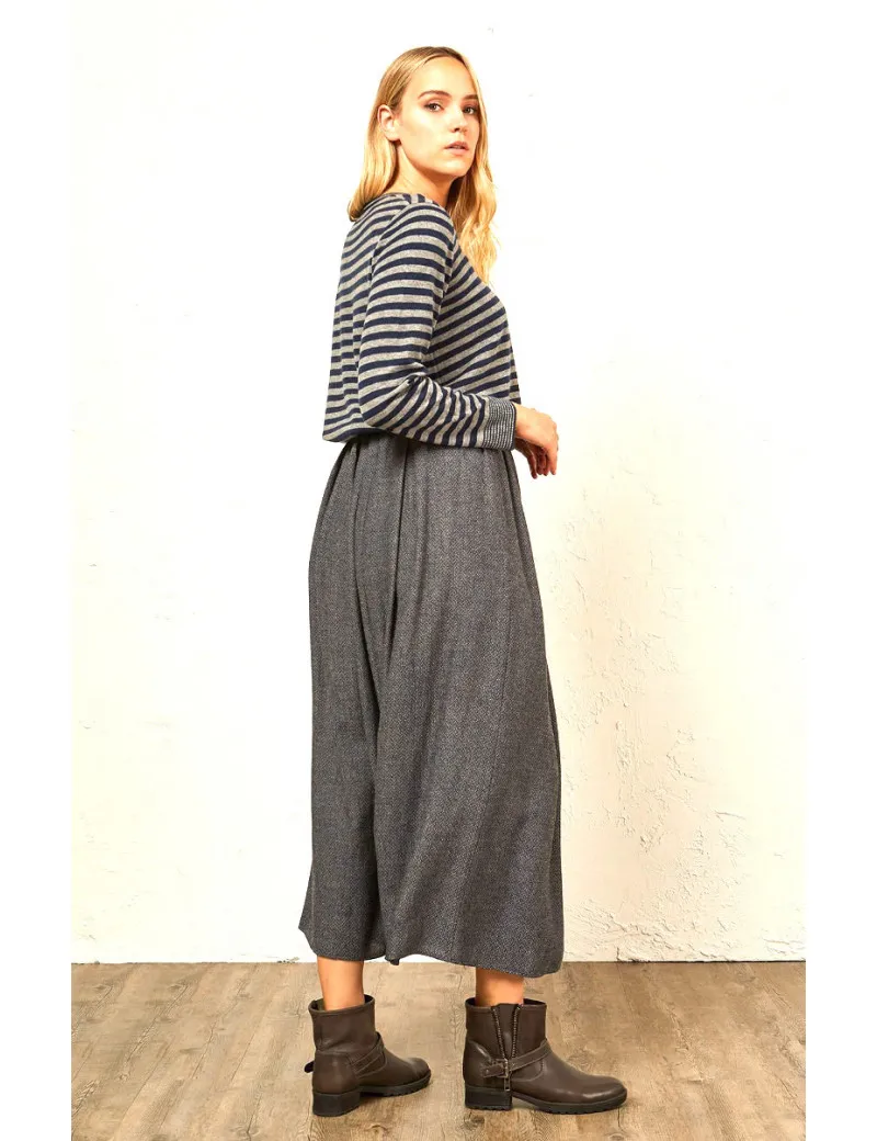 ELENA MIRO'gonna lunga grigio blu ampia