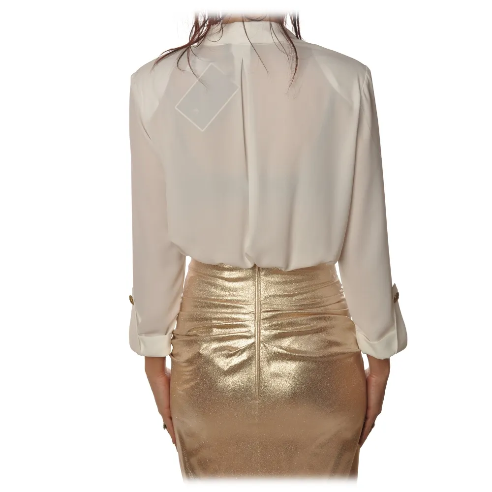 Elisabetta Franchi - Body Manica Lunga - Bianco - Made in Italy - Luxury Exclusive Collection