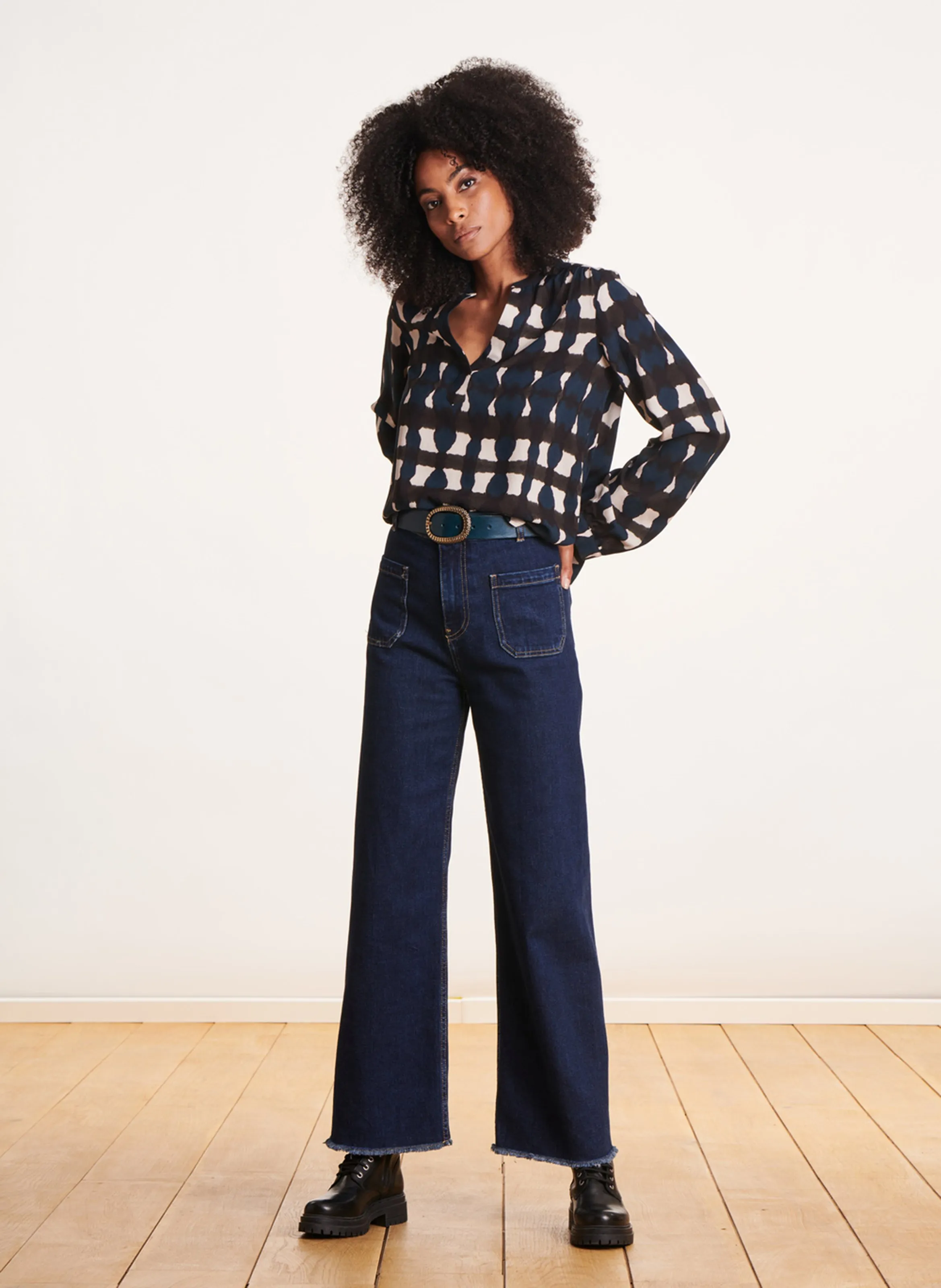  LA FEE MARABOUTEE   Blusa con scollo a V stampata | Blu