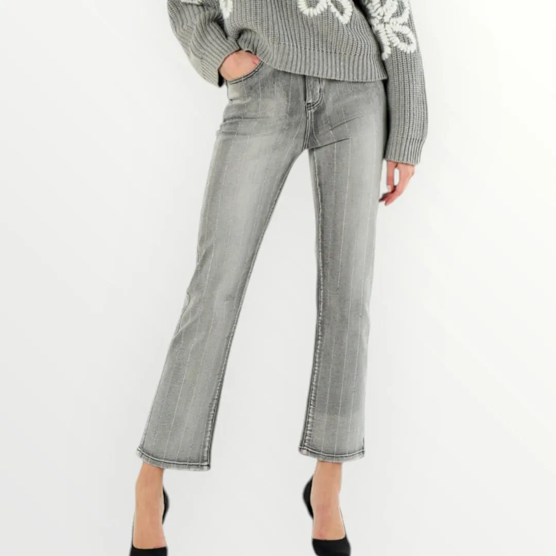 NOSECRET - JEANS A ZAMPA CON STRASS