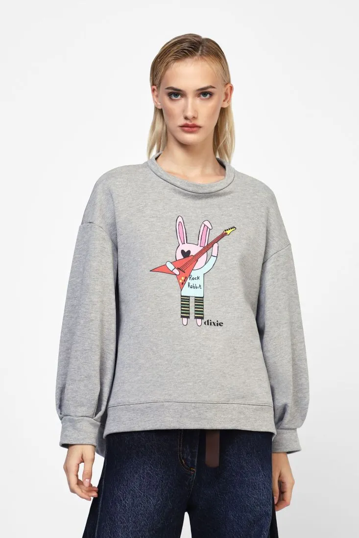  Oversized sweatshirt with rock bunny print    
