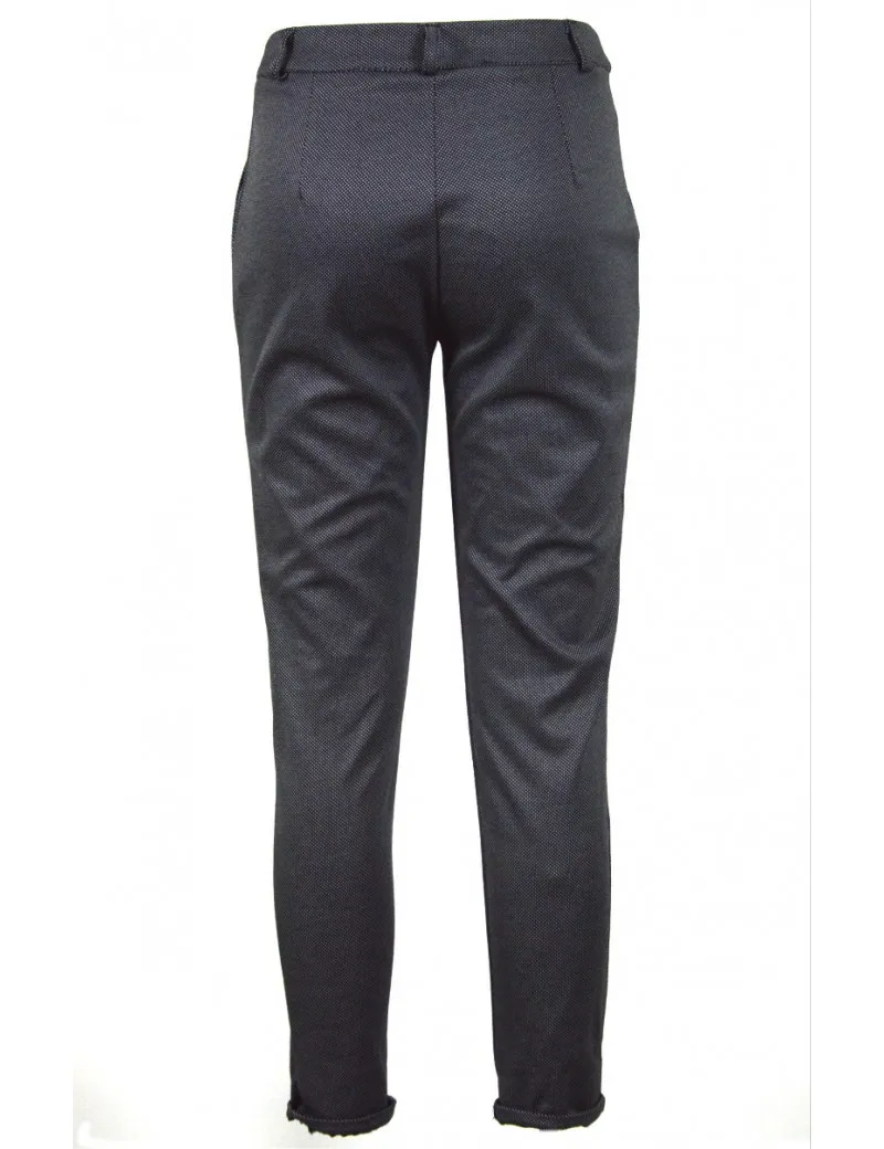 Pantalone donna grigio stretto in fondo fantasia pence