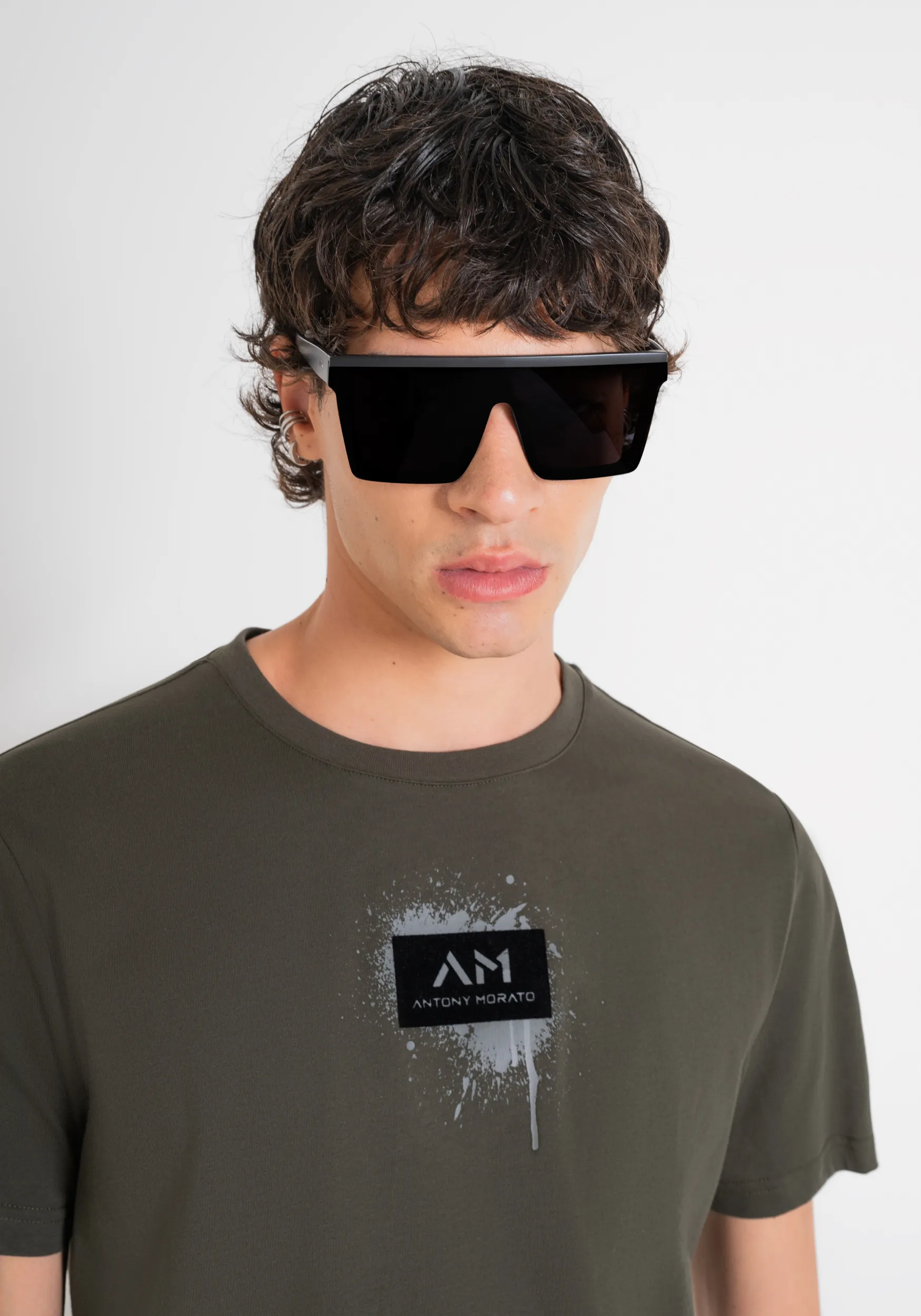 T-SHIRT REGULAR FIT IN JERSEY DI COTONE VERDE CON STAMPA STREET