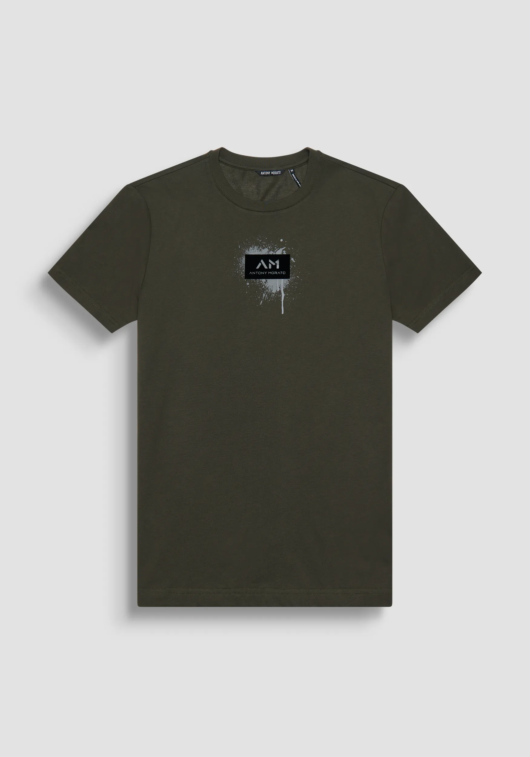 T-SHIRT REGULAR FIT IN JERSEY DI COTONE VERDE CON STAMPA STREET